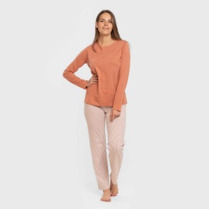 Pigiama lungo cotone Raya Mozarabe rame 2