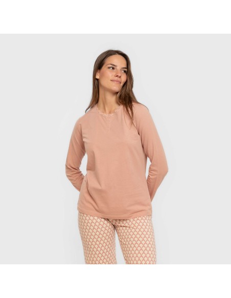 Pigiama lungo cotone Dunia rosa keike