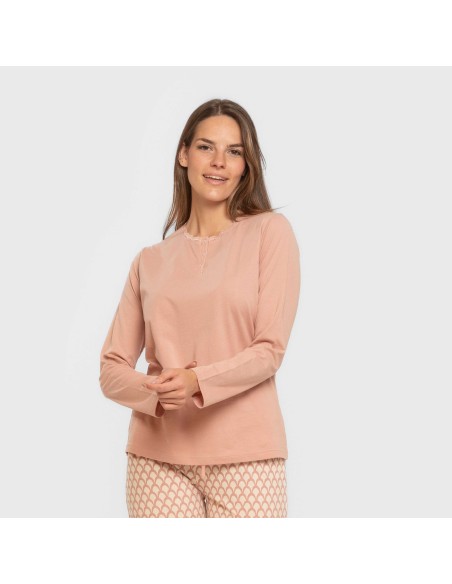 Pigiama lungo cotone Dunia rosa keike