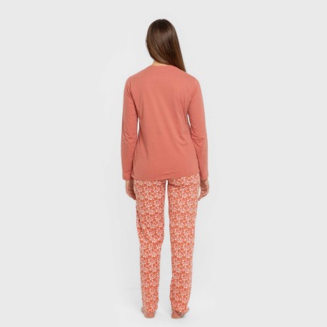 Pigiama lungo cotone Mesalia marsala