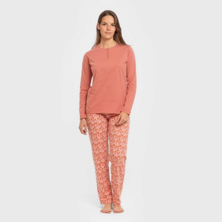 Pigiama lungo cotone Mesalia marsala