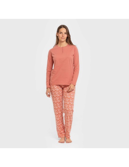 Pigiama lungo cotone Mesalia marsala