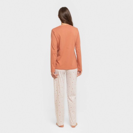 Pigiama lungo cotone Condy ocra - rame