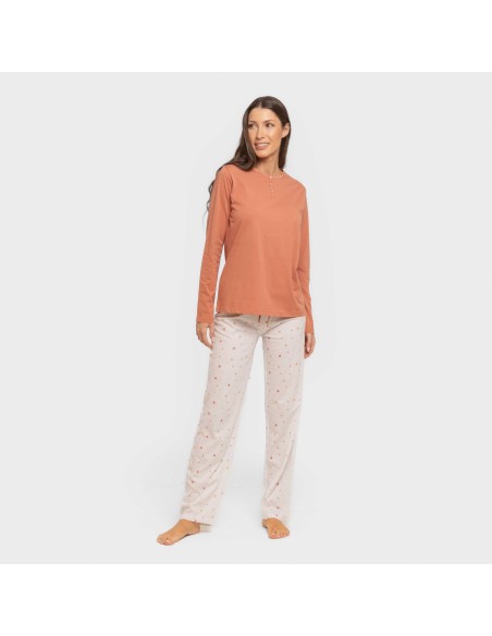 Pigiama lungo cotone Condy ocra - rame