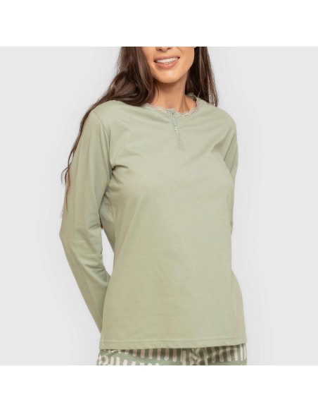 Pigiama lungo cotone Lemonade verde keike