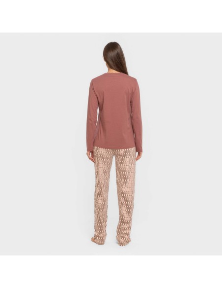 Pigiama lungo cotone Eucalipto malva rosa