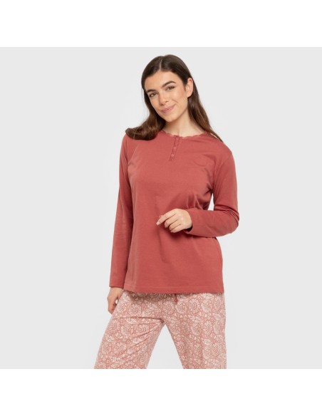 Pigiama lungo cotone Rastberry rosa