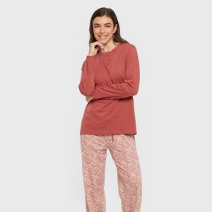 Pigiama lungo cotone Rastberry rosa 2