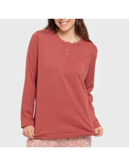 Pigiama lungo cotone Rastberry rosa