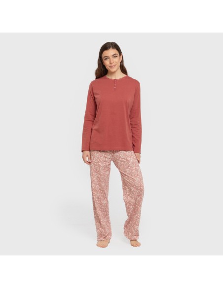 Pigiama lungo cotone Rastberry rosa