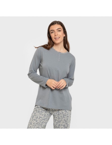 Pigiama lungo cotone Lauri indaco