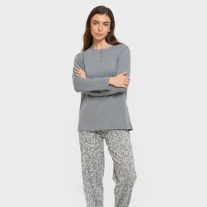 Pigiama lungo cotone Lauri indaco 2