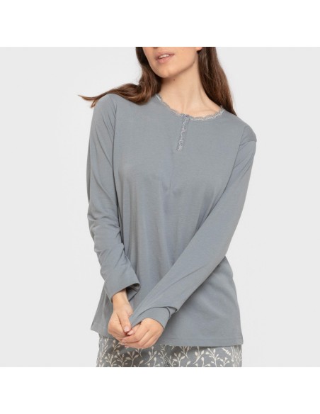 Pigiama lungo cotone Lauri indaco