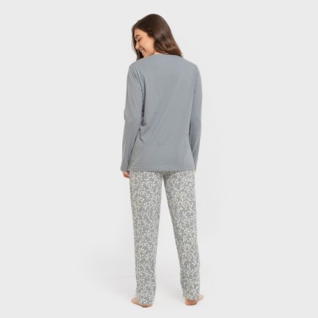 Pigiama lungo cotone Lauri indaco