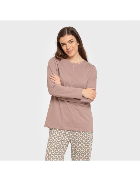 Pigiama lungo cotone Narciso melanzana spento