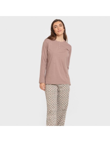 Pigiama lungo cotone Narciso melanzana spento