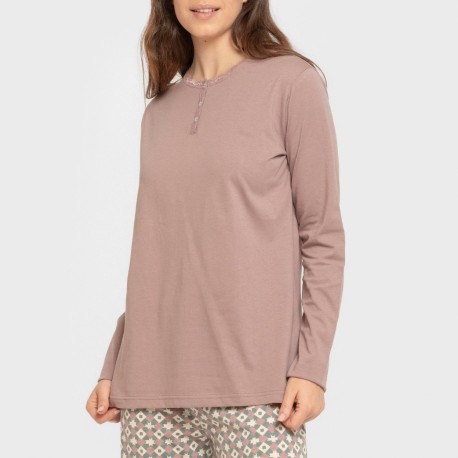 Pigiama lungo cotone Narciso melanzana spento