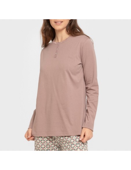 Pigiama lungo cotone Narciso melanzana spento