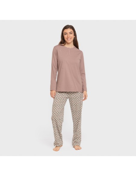 Pigiama lungo cotone Narciso melanzana spento