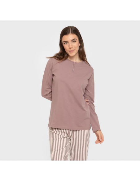 Pigiama lungo cotone Raya Kodac melanzana spento