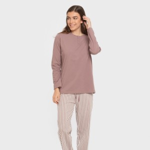 Pigiama lungo cotone Raya Kodac melanzana spento 2