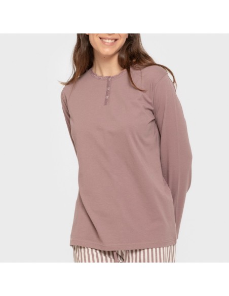 Pigiama lungo cotone Raya Kodac melanzana spento