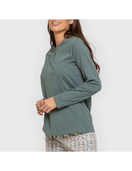 Pigiama lungo cotone Eloina blu acqua Pigiama lungo cotone Eloina blu acqua