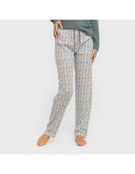 Pigiama lungo cotone Eloina blu acqua Pigiama lungo cotone Eloina blu acqua