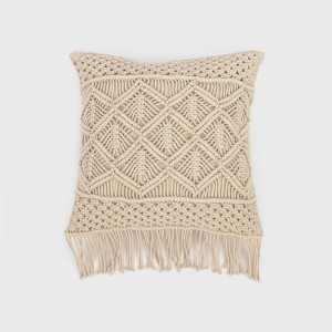 Cuscino cotone macramè Cleto bianco antico 45x45 - federa + imbottitura