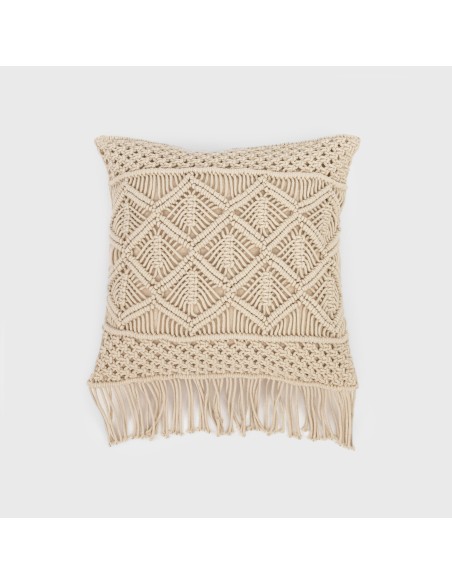 Cuscino cotone macramè Cleto bianco antico 45x45 - federa + imbottitura Cuscino cotone macramè Cleto bianco antico 45x45 - federa + imbottitura