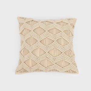 Cuscino cotone macramè Chini bianco antico 45x45 - federa + imbottitura