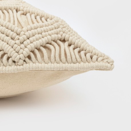 Cuscino cotone macramè Chini bianco antico 45x45 - federa + imbottitura