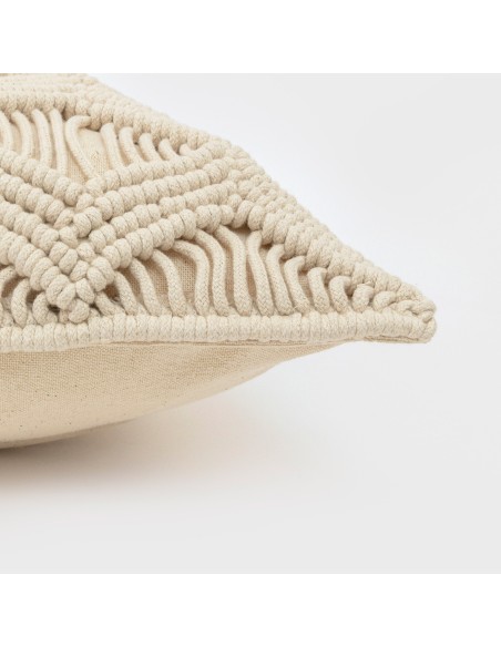 Cuscino cotone macramè Chini bianco antico 45x45 - federa + imbottitura Cuscino cotone macramè Chini bianco antico 45x45 - federa + imbottitura