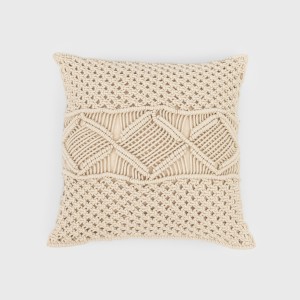 Cuscino cotone macramè Megara bianco antico 45x45 - federa + imbottitura