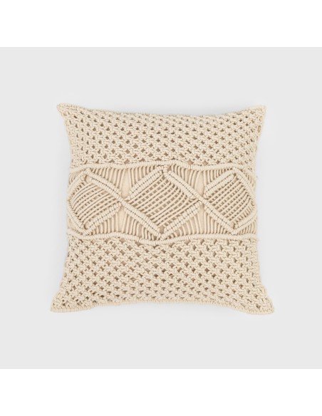 Cuscino cotone macramè Megara bianco antico 45x45 - federa + imbottitura Cuscino cotone macramè Megara bianco antico 45x45 - federa + imbottitura
