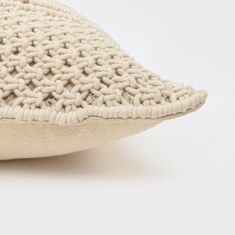 Cuscino cotone macramè Megara bianco antico 45x45 - federa + imbottitura