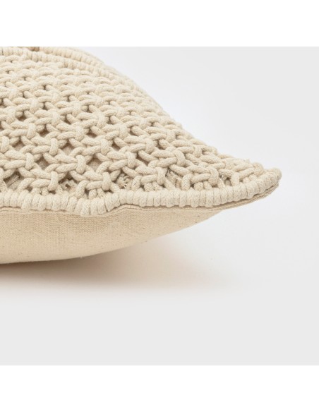 Cuscino cotone macramè Megara bianco antico 45x45 - federa + imbottitura Cuscino cotone macramè Megara bianco antico 45x45 - federa + imbottitura