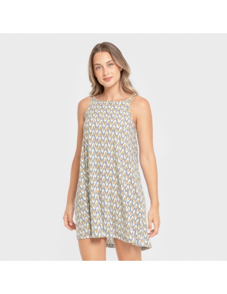 Vestito corto con spalline crêpe Zac blu acqua