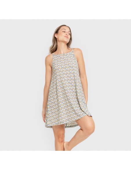 Vestito corto con spalline crêpe Zac blu acqua