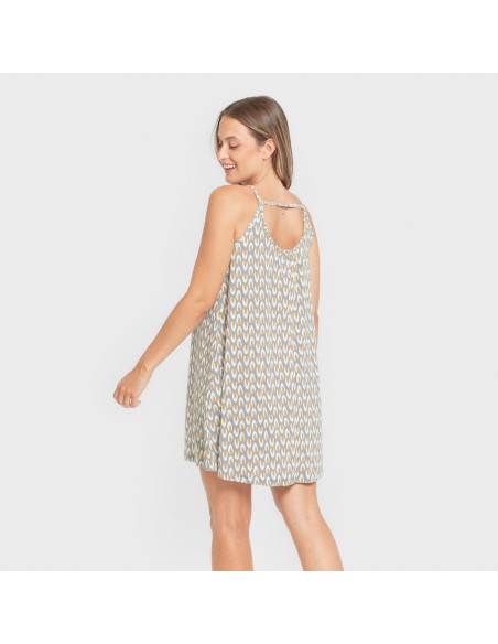 Vestito corto con spalline crêpe Zac blu acqua