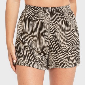 Pantaloni corti viscosa bambula Drus beige - nero