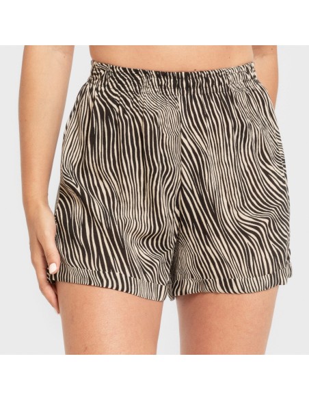 Pantaloni corti viscosa bambula Drus beige - nero Pantaloni corti viscosa bambula Drus beige - nero