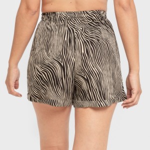 Pantaloni corti viscosa bambula Drus beige - nero 2