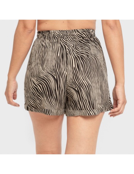 Pantaloni corti viscosa bambula Drus beige - nero Pantaloni corti viscosa bambula Drus beige - nero