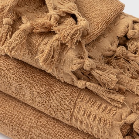 Asciugamano con frange 550gr tinta unita