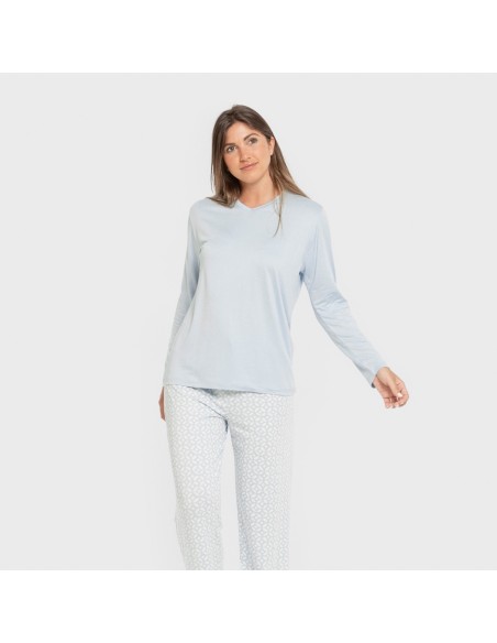 Pigiama lungo soft Clau celeste Pigiama lungo soft Clau celeste