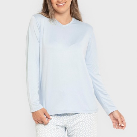 Pigiama lungo soft Clau celeste