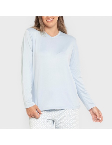 Pigiama lungo soft Clau celeste Pigiama lungo soft Clau celeste