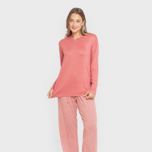Pigiama lungo soft Leonor marsala