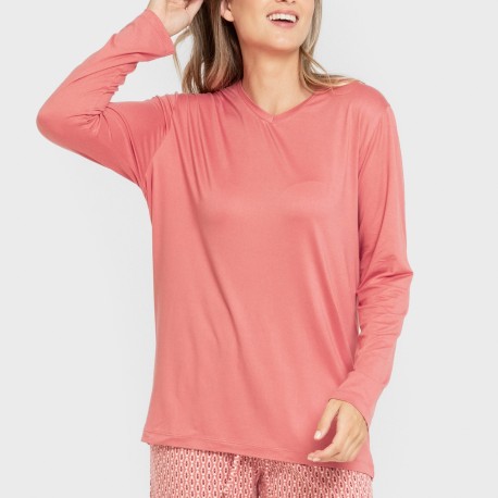 Pigiama lungo soft Leonor marsala